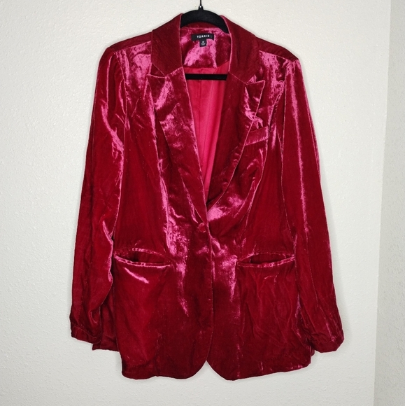 Torrid Red Velvet Classic Blazer Women's Size 0X - Picture 1 of 7